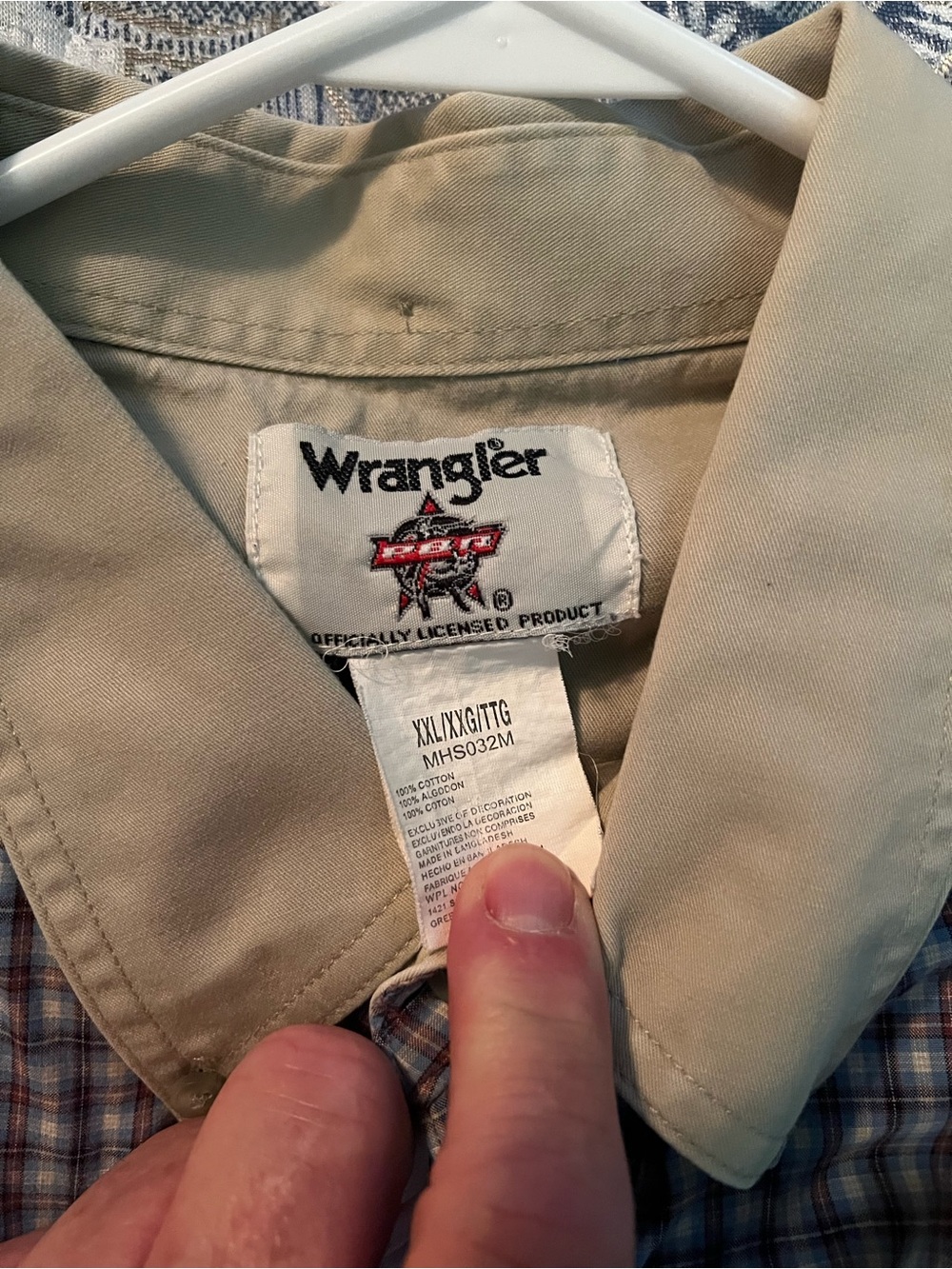 Men's Check Button-Down Shirt with Contrast Collar - Brown/Beige - Picture 2 of 2